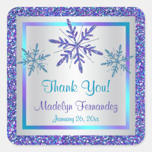 Sticker Carré Parties scintillant Aqua en argent violet REGARDER