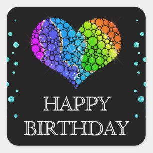 Sticker Carré Parties scintillant arc-en-ciel glamour Agate Anni