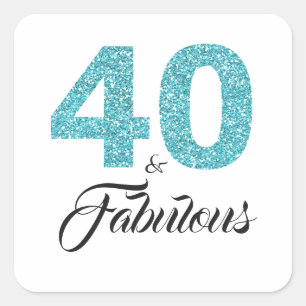 Sticker Carré Parties scintillant bleue 40 et fabuleux   40e ann