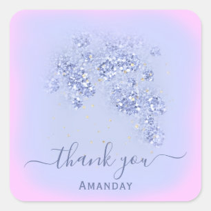 Sticker Carré Parties scintillant Bleue Duisâtre Floral Confetti