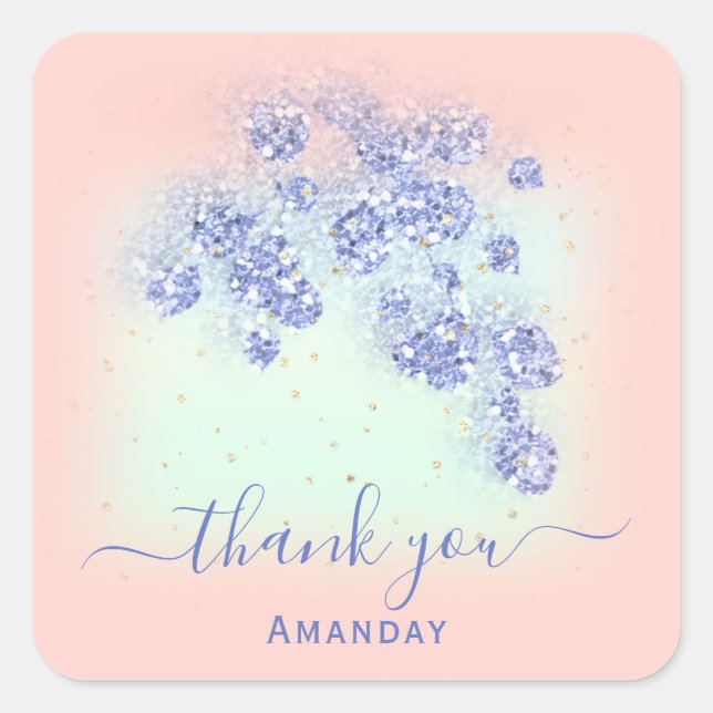Sticker Carré Parties scintillant bleue Dusty Floral Gold Confet (Devant)