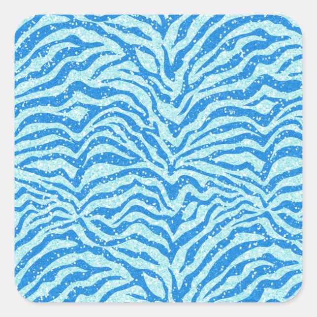 Sticker Carré Parties scintillant bleue Imprimer Zebra Stripe Mo (Devant)