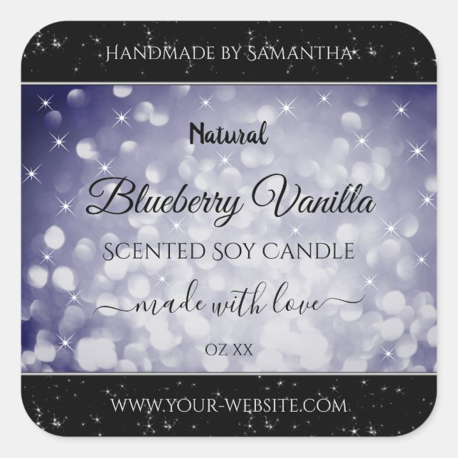 Sticker Carré Parties scintillant d'étincelle bleu océanique mod (Devant)