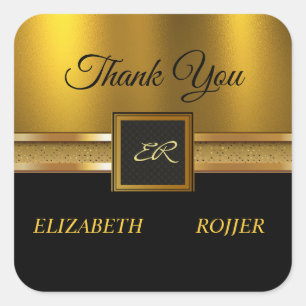 Sticker Carré Parties scintillant d'or Mariage noir de luxe