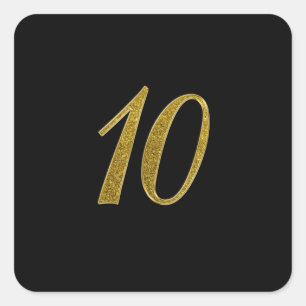 Sticker Carré Parties scintillant d'or numéro 10