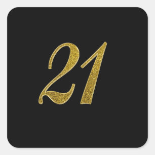 Sticker Carré Parties scintillant d'or numéro 21