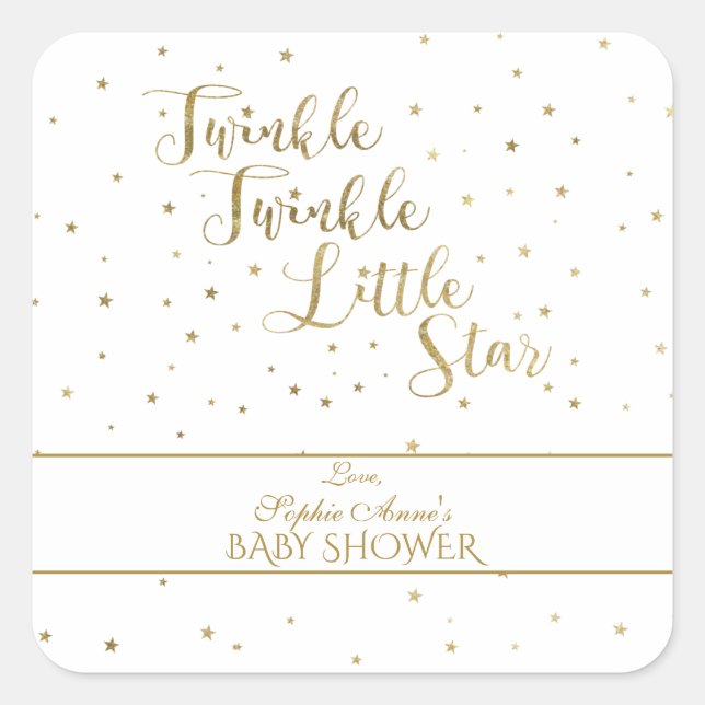 Sticker Carré Parties scintillant d'or Twinkle Twinkle Baby show (Devant)