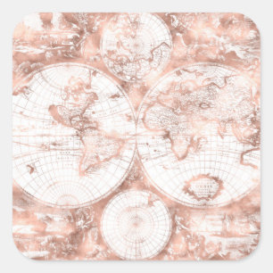 Sticker Carré Parties scintillant en métal rose or rose Carte du