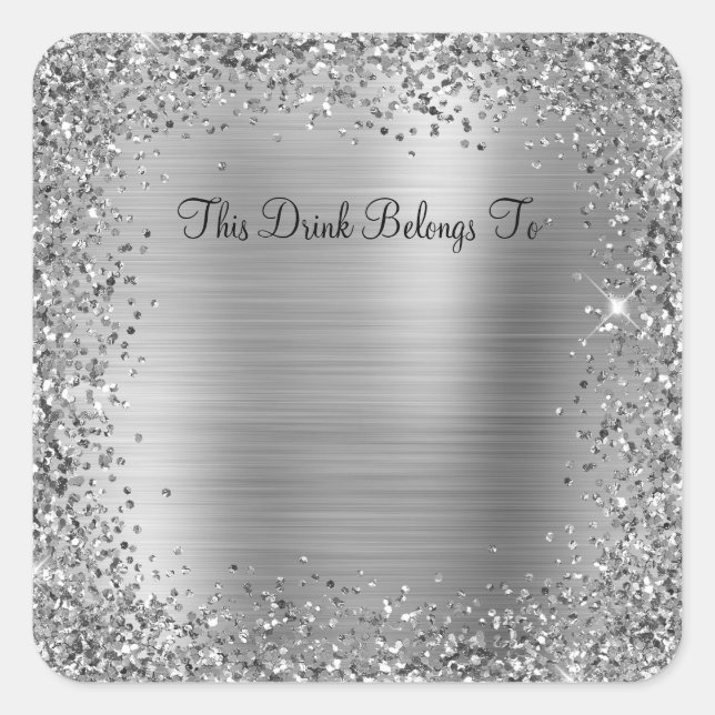 Sticker Carré Parties scintillant et huile d'argent Cette boisso (Devant)
