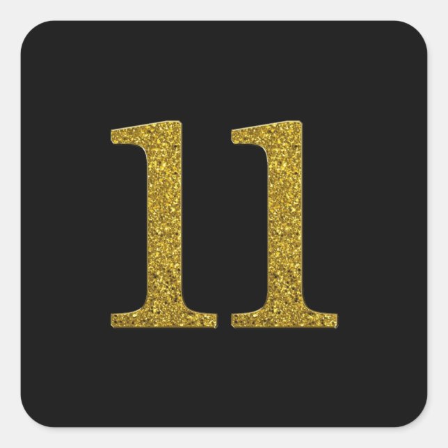 Sticker Carré Parties scintillant Gold numéro 11 (Devant)
