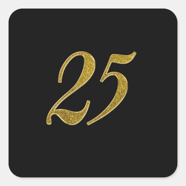 Sticker Carré Parties scintillant Gold Numéro 25 (Devant)