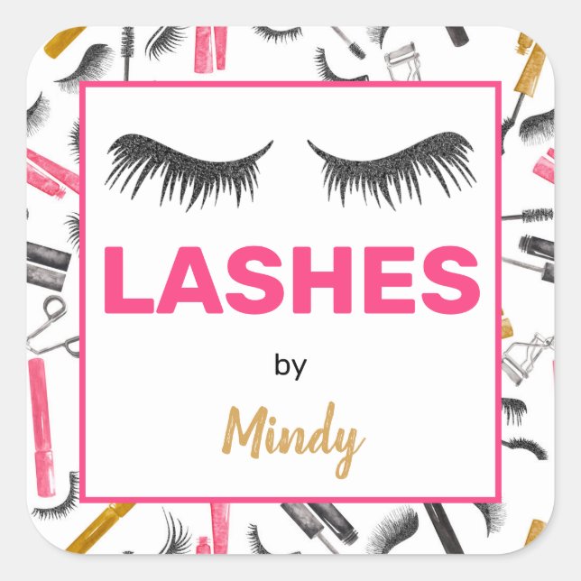 Sticker Carré Parties scintillant Lashes Artiste maquillage Aqua (Devant)