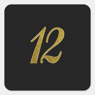 Sticker Carré Parties scintillant or numéro 12