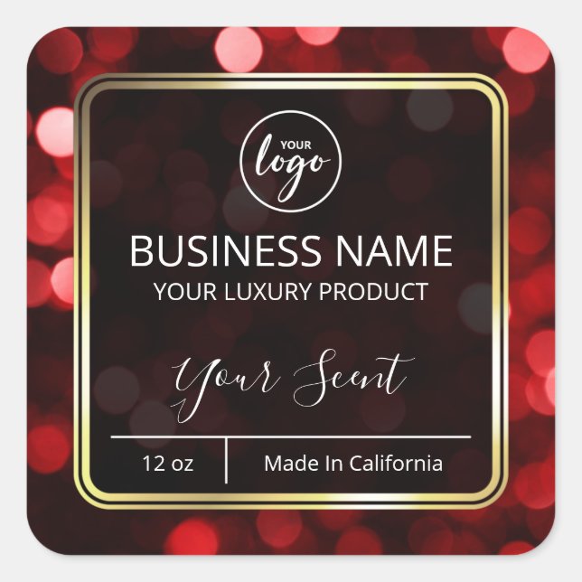 Sticker Carré Parties scintillant Parkly Rouge et noir  Beurre É (Devant)