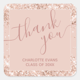 Sticker Carré Parties scintillant rose