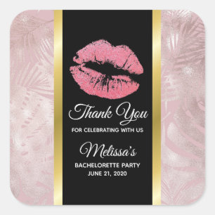 Sticker Carré Parties scintillant rose lèvres et Rose Gold Tropi
