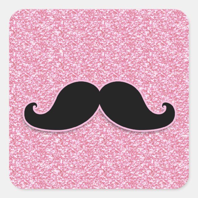 Sticker Carré Parties scintillant ROSE MUSTACHE NOIRE IMPRIMÉE (Devant)