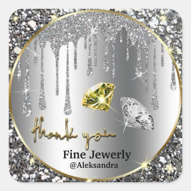 Sticker Carré Parties scintillant Silver Gold (Devant)