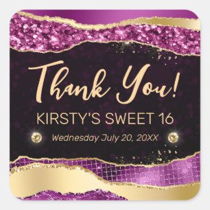 Sticker Carré Parties scintillant violet et or Glam Larmes Sweet