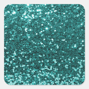 Sticker Carré Parties scintillantes turquoises chics de Faux