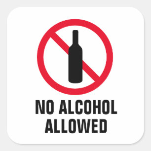 Sticker Carré Pas d'alcool autorisé à boire signe de bouteille i