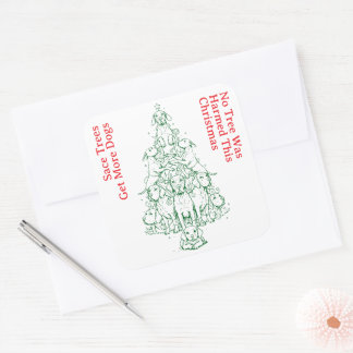 Sticker Carré Pas d'arbre blessé Grand Danois Noël
