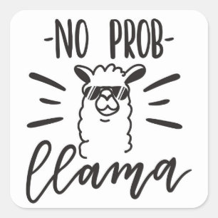Sticker Carré Pas de conception de lama Prob