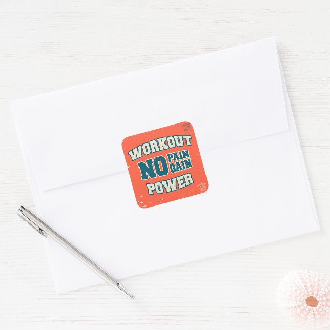 Sticker Carré Pas de douleur pas de gain puissance d'entraînemen (Créateur téléchargé)