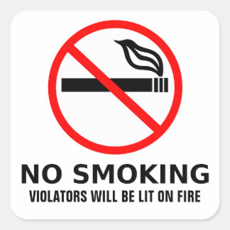 Sticker Carré Pas d'étiquette anti-tabac