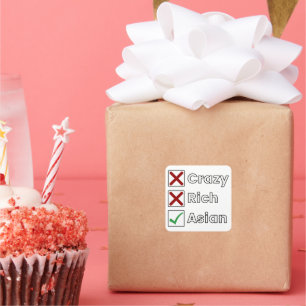 Sticker Carré Pas Fou, Pas Riche, Juste Asiatique