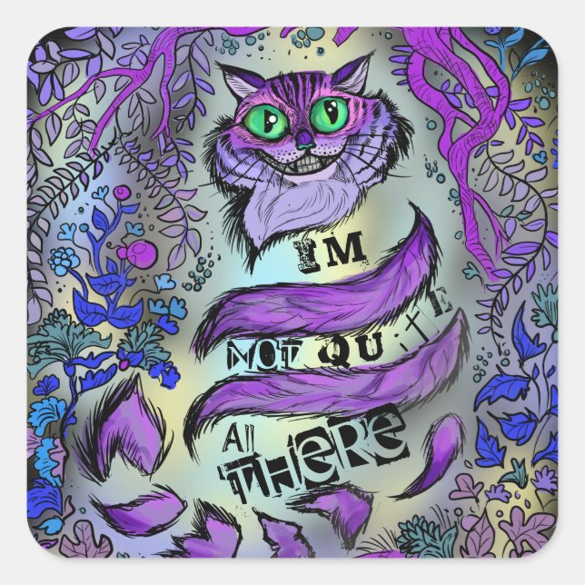 Sticker Carré Pas Tout À Fait Là, Crazy Cat (Devant)