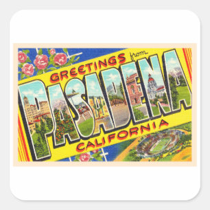 Sticker Carré Pasadena California Vintage LETTRE GRANDE CARTE Po