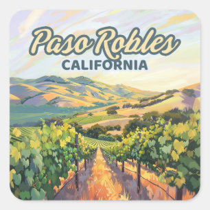 Sticker Carré Paso Robles California Vineyard Côte Centrale