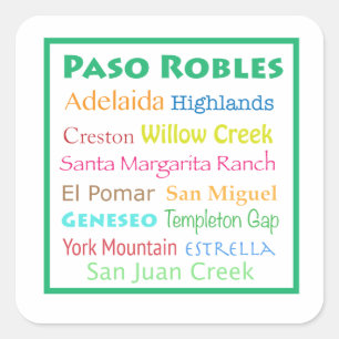 Sticker Carré Paso Robles Coloré 