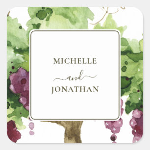 Sticker Carré Paso Robles Vignoble Vignoble Enveloppe Mariage Se