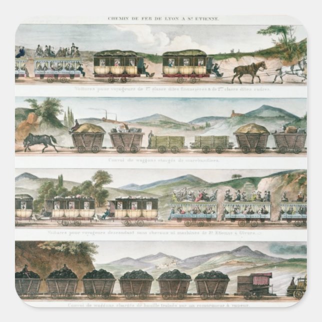 Sticker Carré Passagers et fret sur la première ligne française (Devant)