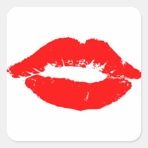 Sticker Carré Passion rouge Valentine d'amour de rouge à lèvre