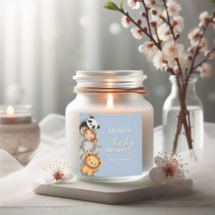 Sticker Carré Pastel Baby shower tropical Jungle Safari Animaux