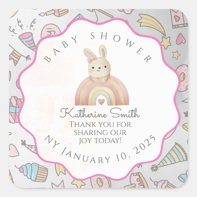 Sticker Carré  Pastel Baby Stickers: Adorable Icons, Editable (Devant)