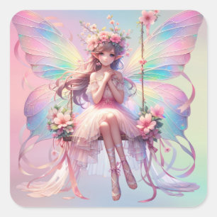 Sticker Carré Pastel Ballerina Fairy Princess Girls