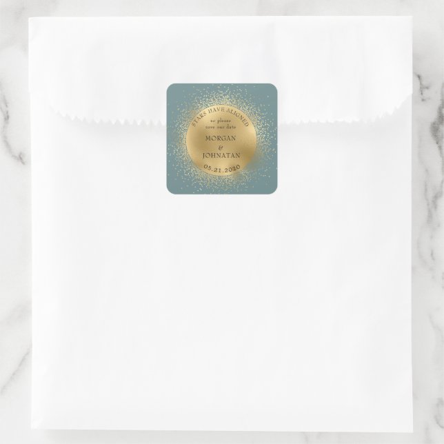 Sticker Carré Pastel Celestial Midnight Gold Moon Enregistrer La (Sac)