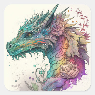Sticker Carré Pastel Dragon