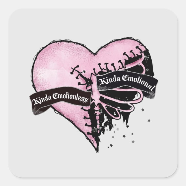 Sticker Carré Pastel Goth Heart | Émotionnel et sans émotion (Devant)