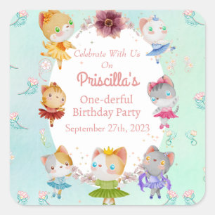 Sticker Carré Pastel Green All Ballerina Chat Anniversaire de en