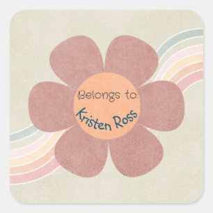 Sticker Carré Pastel Retro Daisies & Rainbows appartient à Stick