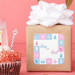 Sticker Carré Pastel Tiny Icons Fêtes de Naissance de Bébé et Ré