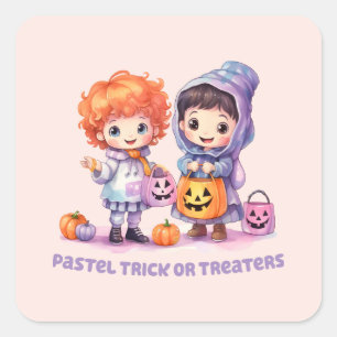 Sticker Carré Pastel Trick ou Traitements