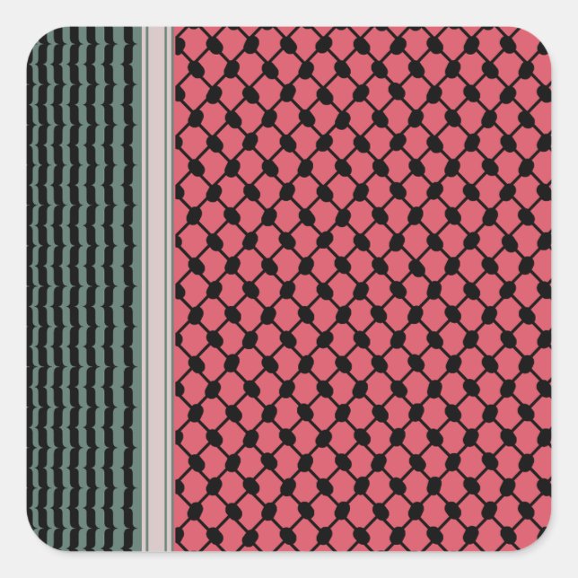 Sticker Carré Pastèque palestinienne Hatta Keffiyeh Kufiya Folk (Devant)