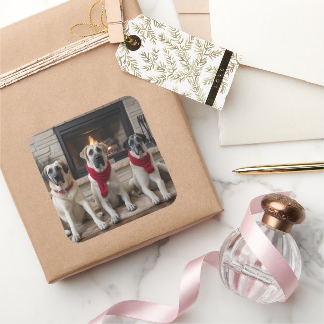 Sticker Carré Pasteur anatolien près de la cheminée Noël (Cadeaux)