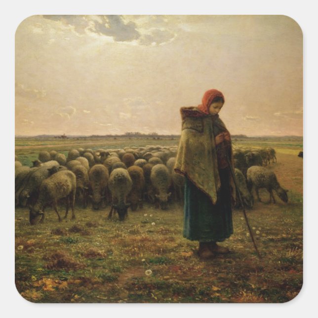 Sticker Carré Pasteur avec son troupeau, 1863 (Devant)